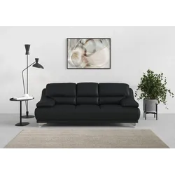 3-Sitzer COTTA "Maranello", schwarz, B:216cm H:86cm T:93cm, 100% Echtleder, Sofas