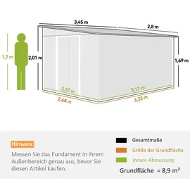 Outsunny Gerätehaus Stah 2,8 x 3,4 m Grau