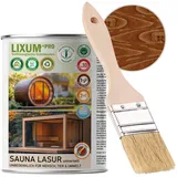 LIXUM PRO 100% biologische & natürliche BIO Sauna & Fasssauna Holzlasur - Holzschutz & Holzpflege, Farbe: Braun 0.30, Inhalt:335 ml (ca.10m2)