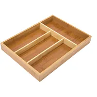 Relaxdays Besteckkasten aus Bambus HxBxT: 4x25x34cm, 4 Fächer, Küchenorganizer