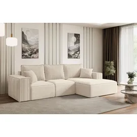 altdecor Ecksofa Cord 2-Sitzer Beige