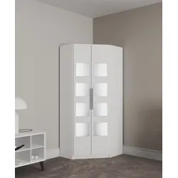 Eckkleiderschrank PRIESS "Saragossa", weiß, H:193cm, Schränke, mit 8 Einlegeböden und 2 Kleiderstangen