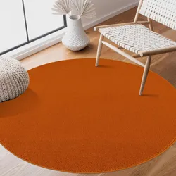 Teppich SANAT "Uni", orange, H:13mm Ø:80cm, Kunstfaser, Teppiche, robuster Kurzflorteppich, große Farbauswahl