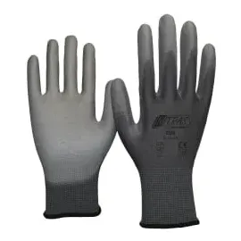 Nitras Nylon-PU-Handschuhe, grau - 1 Packung = 12 Paar, Größe S (6)