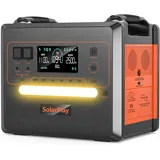 SolarPlay Tragbare Powerstation Q2402M, 2304Wh Solargeneratoren LiFePO4 (5000 Peak), 1.5h Vollladung mit Solarpanel,14 Anschlüsse, 230V,UPS, Power station für Camping/Zuhause/Wohnmobil/Stromausfall