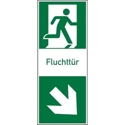Rettungszeichen, Fluchttür (Klinke rechts) - 100x250 mm Folie selbstklebend, nachleuchtend