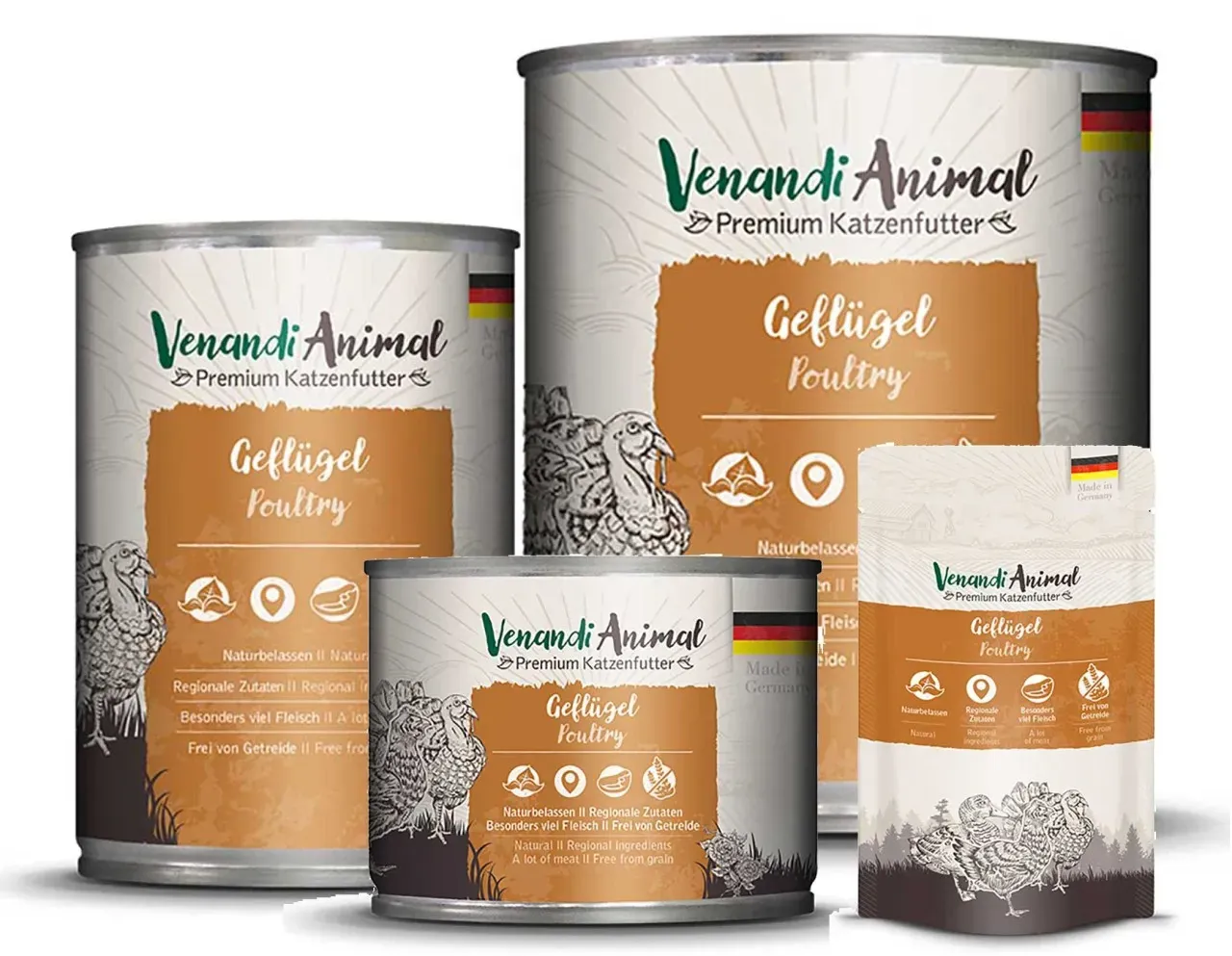 Venandi Animal Nassfutter mit Geflügel - 400 g