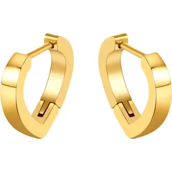 Paar Creolen FIRETTI "Schmuck Geschenk Edelstahl Ohrschmuck Ohrringe Herz", gold (gelbgoldfarben), Ohrringe, Damen, Edelstahl
