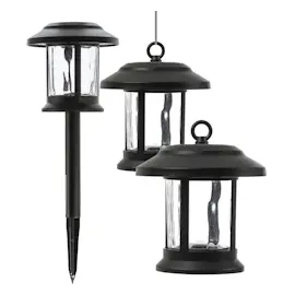 MARELIDA LED Solar Gartenleuchte 3in1 Laterne/Hängeleuchte/Wegleuchte H: 32cm 2er Set