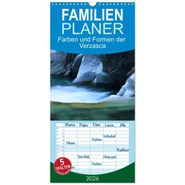Calvendo Familienplaner 2026 - Farben und Formen der Verzasca mit 5 Spalten (Wandkalender, 21 cm x 45 cm), CALVENDO: Die Verzasca präsentiert ihre wunderbaren Farben und Formen (CALVENDO Natur)