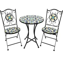 Mojawo Mosaik Set 3-teilig Sitzgruppe Gartenmöbel Tisch Stühle