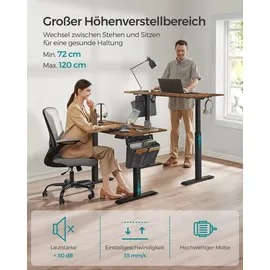 Songmics elektrisch höhenverstellbarer Schreibtisch braun rechteckig, C-Fuß-Gestell schwarz 120,0 x 60,0 cm