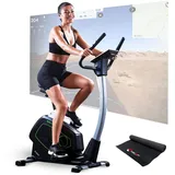 Christopeit Sport Ergometer Heimtrainer Eco 1000 inkl. Bodenschutzmatte - Generator, Magnet-Bremssystem, USB, Kinomap-App, bis 150kg Gewicht