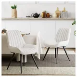 HawthyHome Esszimmerstuhl bequeme Polsterstühle Küchenstuhl (2 St), mit Rückenlehne und Metallbeine weiß