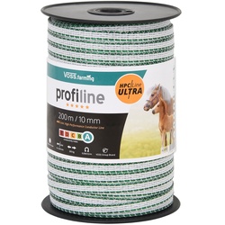 VOSS.farming Weidezaunband 200m, 10mm, 4x0,40 HPC/Ultra, weiß-grün