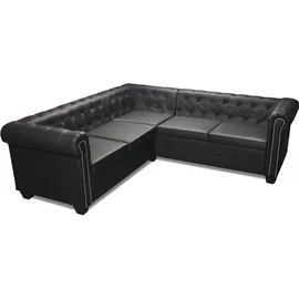 vidaXL Chesterfield-Ecksofa 5-Sitzer Kunstleder Schwarz