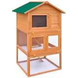 Gecheer 3-Ebenen Holzkäfig Kleintierstall Kleintierhaus Hasenstall Kaninchenstall Hühnerkäfig Kleintierkäfig 80 x 71 x 160 cm Mit 2 Leitern für einen leichteren Zugang zu den oberen Etagen