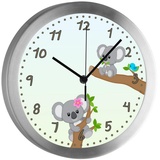 CreaDesign Funkwanduhr Funkuhr, Kinder Wanduhr, Kinderuhr, Kinderzimmer Koala Bär blau (geräuscharmes Uhrwerk) blau