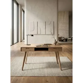 KADIMA DESIGN Schreibtisch mit 2 Schubladen Skandinavisch 120x55x77 cm MDF mit Eichen-Beinen Eichenoptik Staufach | Ergonomisch Kadima Design