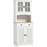 Homcom Küchenschrank Hochschrank mit 2 Schränken 68 x 39,5 x 170 cm Weiß