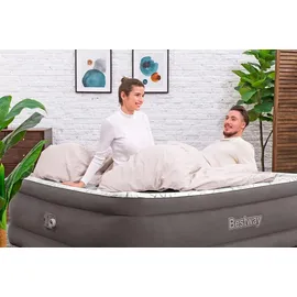 BESTWAY TriTech® Doppelluftbett Fashion FlockTM mit integrierter Elektropumpe 203 x 152 x 56 cm - Braun