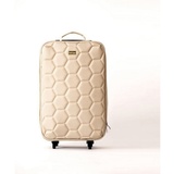 carla faustini Reisekoffer Trolley Reisetasche Stoffkoffer 46 x 30 x 13 cm Rollkoffer Gepäck Koffer Handgepäck - Beige