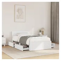 vidaXL Bettgestell mit Kopfteil ohne Matratze Weiß 100x200 cm