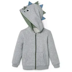 Tchibo - Kinder-Sweatjacke mit Dino-Applikation - Hellblau/Meliert - Kinder - Gr.: 122/128 - grün - 122/128