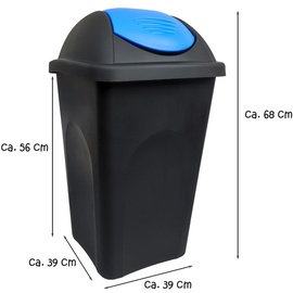 Stefanplast Mülleimer, Abfalleimer Multipat, 60 Liter, mit Schwingdeckel, blau