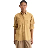 Marc O'Polo Langarmbluse "aus Organic-Cotton-Lyocell-Mix", Damen, Gr. 34, beige (salted caramel), Obermaterial: 79% Baumwolle, 21% Lyocell, unifarben, loose fit normal, Manschette, Blusen