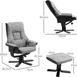 Homcom Relaxsessel mit Hocker Mikrofaser 100 x 100 x 100 cm