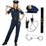 Morph Polizei-Kostüm Damen, Sexy Polizei-Kostüm, Police Costume, Kostüm Damen Polizistin, Polizei Kostüm Frauen, Karnevalskostüm Polizistin - L