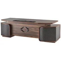 JV Möbel Bürotisch Schubladen Arbeitszimmer Rechteckig Braun Schwarz Modern Holz