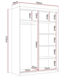 lookway Schiebetürenschrank Camaro II 150 x 215 x 59 cm Weiß