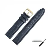 MARBURGER Uhrenarmband 18mm Leder Alligator Prägung blau