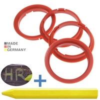 4X Zentrierringe 74,1 x 66,6 mm Orange Felgen Ringe + 1x Reifen Kreide Fett Stift