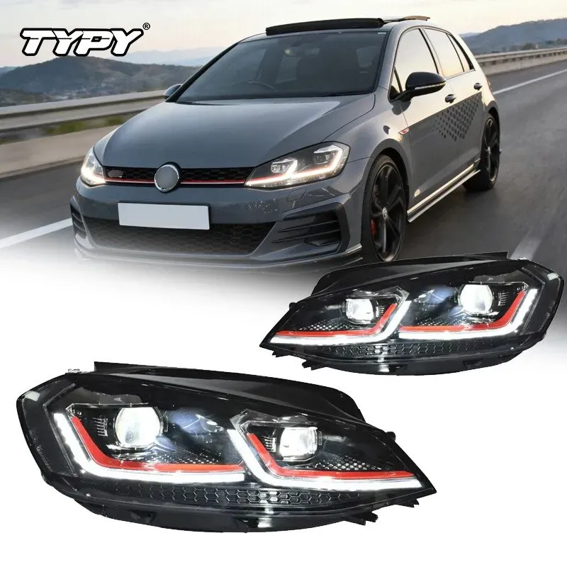 TYPY LED-Scheinwerfer für Volkswagen VW Golf VII Golf MK7 TSI TDI 2012–2017, Dynamische Frontscheinwerfer-Gesamteinheit [Nicht geeignet für GTI/R/GTD/MK7.5]