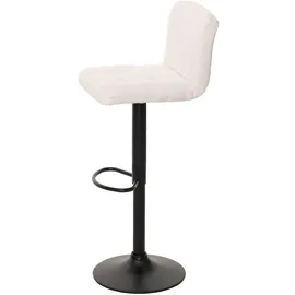 Mendler 2er-Set Barhocker HWC-G87, Tresenhocker Barstuhl, höhenverstellbar drehbar, Stoff Boucle (450g/m2) FSC® - creme-weiß