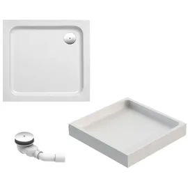 Schulte Duschwanne Cala 80x75 cm, rechteckig, aus hochwertigem Sanitäracryl inkl. Wannenträger, Ab- und Überlaufschutz, Pflegeleicht und alterungsbeständig, Größe wählbar