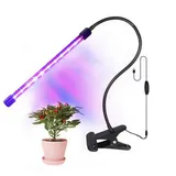 BlingBin Pflanzenlampe 1-4Köpfe Pflanzenlampe LED Pflanzenlicht Vollspektrum Pflanzenleuchte, Timerfunktion, LED fest integriert, Rote, Blau, Rot+Blau, Wachsen licht Vollspektrum mit 10 Stufen schwarz