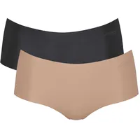 Sloggi Damen Shorts, 2.0 Shorts, Mikrofaser, einfarbig Schwarz/Nude XL