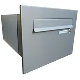 Letterbox24.de B-242 XXL Edelstahl Mauerdurchwurf Briefkasten mit Klingel (Tiefe: 39-62 cm)
