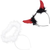 Minkissy 2st Dämonen Engel Stirnband Halloween-horn-kopfbedeckung Gefallenes Kostüm Kopfschmuck-requisite Teufel Kostüm Und Teufel-halloween-kostüm Liebhaber Haar Teufelsengel Plastik