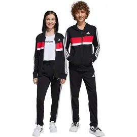 adidas Seasonal Essentials Tiberio 3-Streifen French Terry Jogginganzug Kinder JI6036 - black/white/pure ruby 128