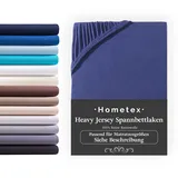 Hometex Premium Textiles Spannbettlaken Jersey 90-100 x 200 cm blau
