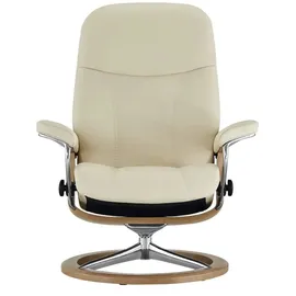Stressless Relaxsessel Leder 91 x 102 x 79 cm creme mit Hocker