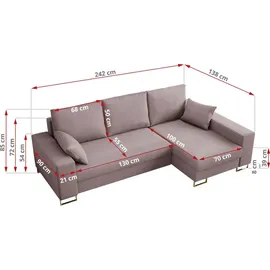 MKS Meble Ecksofa, Dorian Velvet Rosa