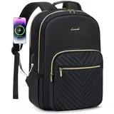LOVEVOOK Laptop Rucksack Damen, 14 Zoll Laptoptasche Rucksack Wasserdicht Schulrucksack Mädchen Teenager Klein Schwarz Rucksack mit Laptopfach, für Business Reisen Schule