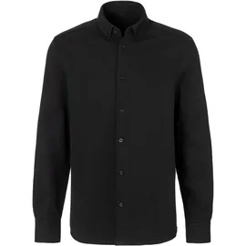 H.I.S. Langarmhemd "Regular Fit", Herren, Gr. XXXL (47/48), N-Gr, schwarz, Web, Obermaterial: 100% Baumwolle, unifarben, regular fit, Rundhals, Manschette, Hemden, in hochwertiger Struktur Optik
