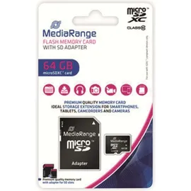 MediaRange microSDXC 64GB Class 10 + SD-Adapter